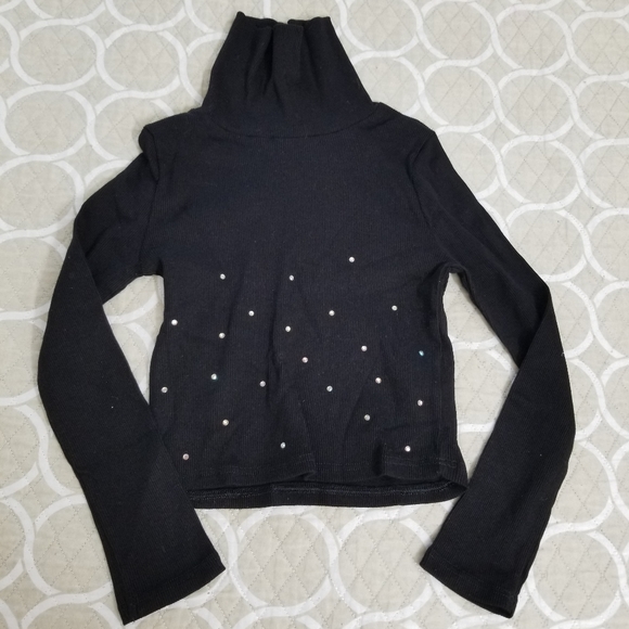🔴 Nwot River Island turtleneck crop top with rhinestones on front size 7 (E4) - Picture 1 of 10